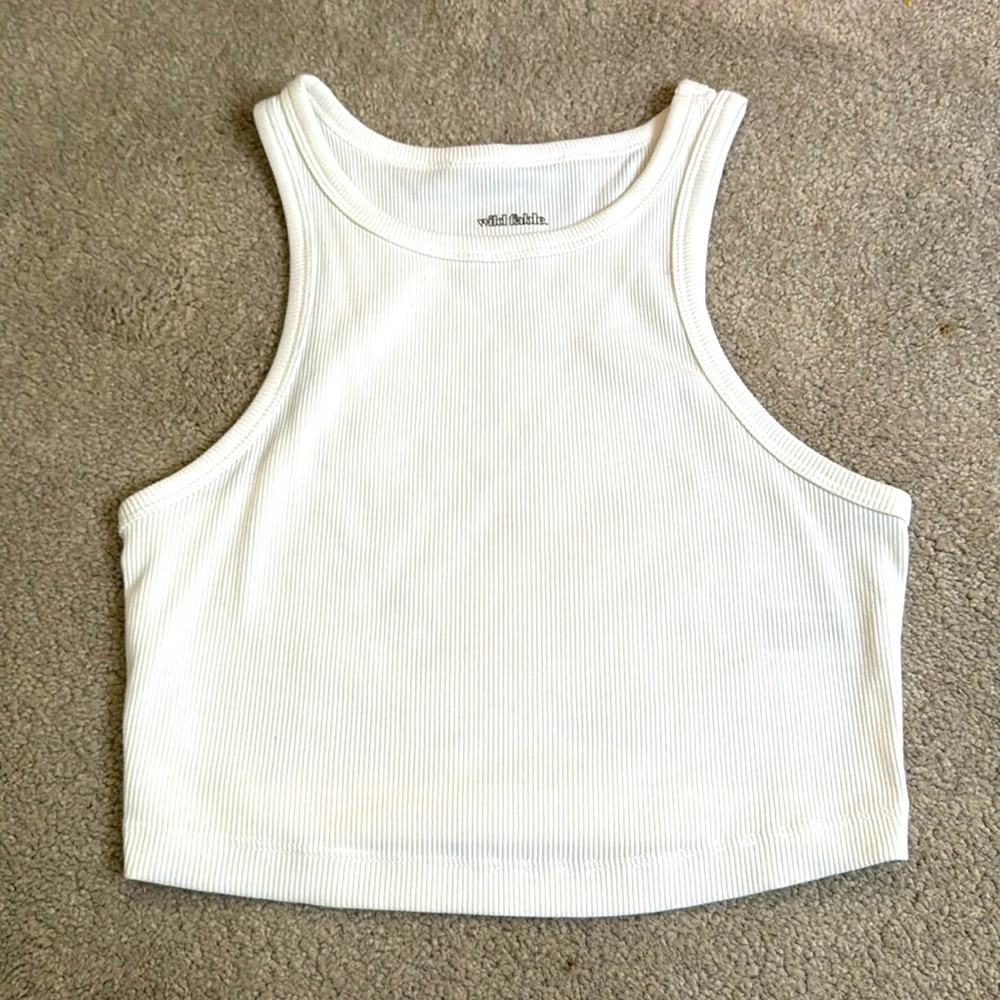 Wild Fable - White Crop Ribbed Tank (Like New, no flaws)